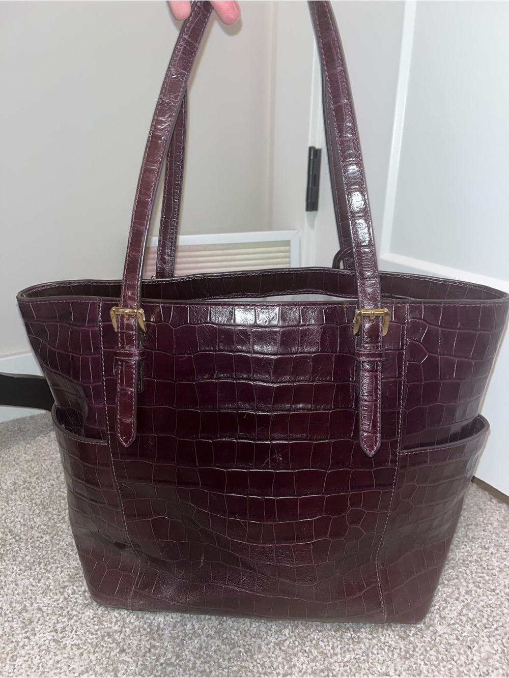 Michael Kors Croc Embossed leather Jet Set Travel Tote-Mulberry - Picture 11 of 11